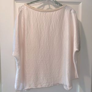 Zara Oversized Pale Pink Satin Sheen Crepe Blouse w/ T-shirt Back (Sz M)